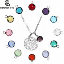Birthstone personalized jewelry stainless steel mother necklace hollow hear