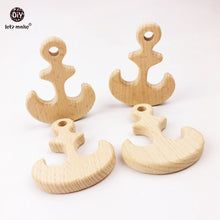 Let's Make baby teething 5PCS BPA free beech wooden teether animal anchor m