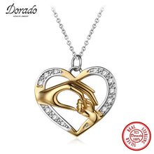 Dorado Mom Loves Baby Hand in Hand Love Heart Charms Necklace 925 Sterling