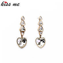 Alloy Crystal Heart Drop Earrings for Women Fashion Jewelry New Arrival Gol