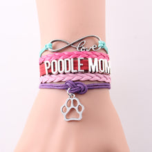 Little Minglou Infinity Love POODLE MOM bracelet dog pet paw charm leather