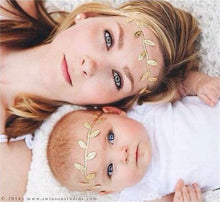 5set New Mom and Baby Gold Leaf Headband Set For Hair accessories Peace Oli