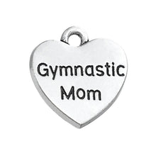 Skyrim 10Pcs Heart Shape With Word Gymnastic Mom Charm Pendant Jewelry For