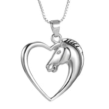 Fashion New jewelry plated white K Horse in Heart Necklace Pendant Necklace