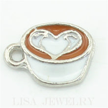 New arrival espresso charm floating charms love heart floating charms for m