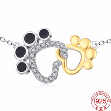 YFN Genuine 925 Sterling Silver Cross Puppy Paw Mom And Child Mother Love C