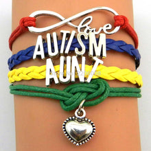 Infinity Love AUTISM MOM Mum Awareness Heart Charm bracelet Handmade wristb