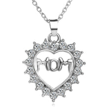 OMENG  Korean Mother  Love "Mom" Crystal Heart Pendant Necklace Mother's Da