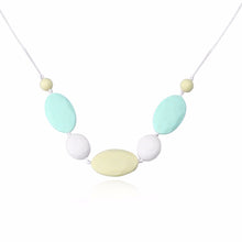 Oval Silicone Beads Teething Necklace Geometric Rainbow Plastic Food Grade