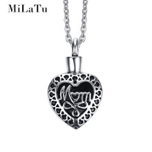MiLaTu Can Open Dad And Mom Love Heart Cremation Pendant Necklace Vintage S