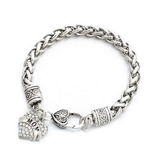 Silver Tone Crystal Rhinestone MOM MIMI NANA SISTER Hope Heart Charm Bracel