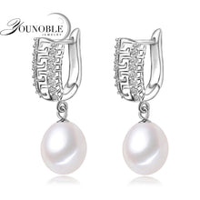 YouNoble wedding earriungs 925 silver jewelry,big trendy freshwater pearl e