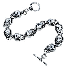 Skull skeleton gothic women stainless steel chain bracelet biker jewelry bi