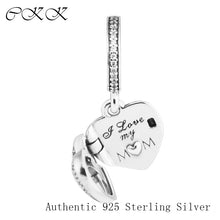 CKK 925 Sterling Silver Charms Pendants I Love My Mom, Clear CZ Fit Charm B