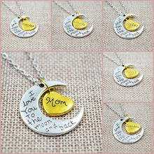 ISINYEE Fashion "I love you mom " Moon Heart Pendant Chain Necklace For Wom