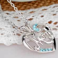 Love Mom Gift Crystal Rhinestone Pendant Necklace Jewelry Birthday Gift For