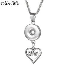 Mom Snap Necklace Mother Day gift Love Heart MOM Button Necklace for 18mm S