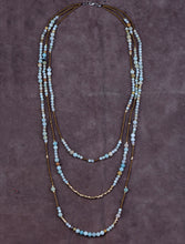 Boho Amazonite Glass Seed Beads 3 Layers Beaded Necklace Classic Natural St