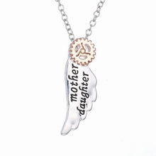Mother's Day Gift for Mom Charms Wing Necklace Engraved ''Mother Daughter''