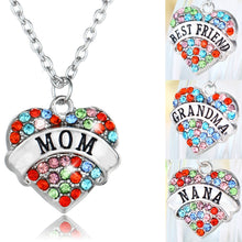 Bespmosp Charm Colorful Family Mom NANA Sis Heart Crystal Pendant Necklace