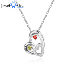 Personalized 925 Sterling Silver 2 Birthstone Necklace Pendants Engraved He