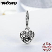 WOSTU Real 925 Sterling Silver I Love My Mom Pendant Charm Fit Original Pan