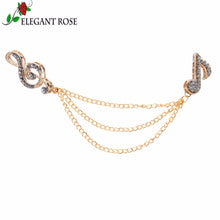 ElegantRose 2017 Fashion Gold/Silver Color Rhinestones Alloy Note Pin Brooc