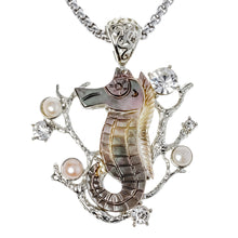 Natural shell seahorse necklace pendant W stainless steel chain jewelry bir