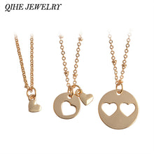 QIHE JEWELRY 3pcs/set Mother Daughter and Grandma Heart Necklace Matching N