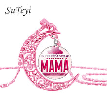 SUTEYI Trendy money long mother mom love glass necklace pink moon necklace
