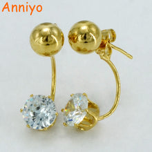 Anniyo Ball Earrings for Women/Girls Gold Color Crystal Stone Bead Earring