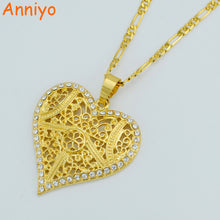 Anniyo Heart Pendant Necklaces for Women,Africa Necklace W/Stone,Arab Jewel