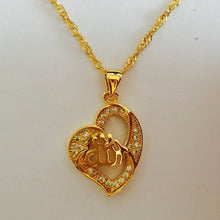 Wholesale Heart Allah Pendant Necklace Islam Jewelry Women,Muslim Item, Gol