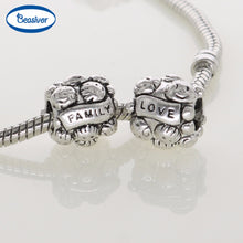 Original Silver Beads DIY Jewely Charms Love Family Mom for Women Charm Bra