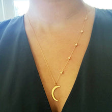 Crescent Moon and Star necklace, I love you to the moon and back necklace,