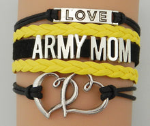 Drop Shipping Army  Mom Bracelet  Double Heart Charm Friendship Leather Gif