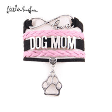 Little MingLou Infinity love Dog mom Bracelet dog paw Charm leather wrap me