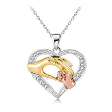 Exquisite Mothers Day Gift Mom Baby hand in hand Love Heart Pendant Necklac