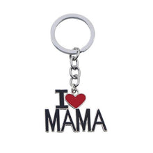 Creative I Love MOM DAD MAMA And PAPA Keychain Red Love Heart Pendant Key C
