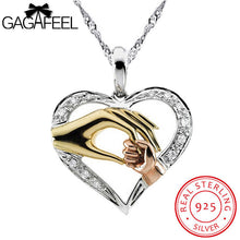 GAGAFEEL 925 Sterling Silver Pendant Women Jewelry Double Hands Love Mom By