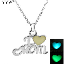 2017 luminous Necklace I love Mom Chic Punk Glow In Dark Pendant Necklace M