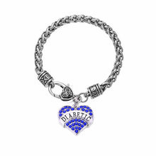 Drop shipping DIABETIC Bracelets DIY Vintage Crystal women men Heart Charm