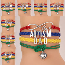 (10pcs/lot) Infinity Love AUTISM MOM/AUNT/DAD/GRANDMA/MUM/NANA Family Brace