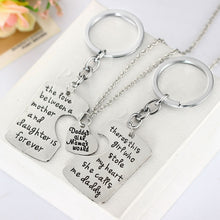 Dad Daughter Mother Pendant Necklace 3pcs Keychain Family Mother's Day Fath