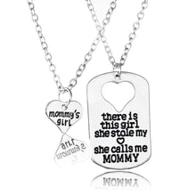 2pcs Mommy's Girl Hollow Heart Pendant Necklace Family Mom Daughter Gift Ne