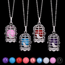 Bird Lockets Bell Necklace Silver Color Blue Pink Black White Ball Necklace