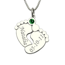 Wholesale Baby Feet Necklace Birthstone Name Necklace Mother's Necklace Sil