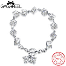 GAGAFEEL Square Bracelet 925 Sterling Silver Women Jewelry Zircon Crystal B