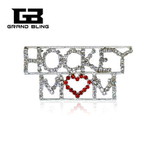 Crystal Letter Pins "Hockey Mom " Words Brooches as the Fantastic Gift to M
