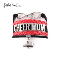 Little MingLou Infinity love Cheer Mom Bracelet Megaphone Charm leather wra